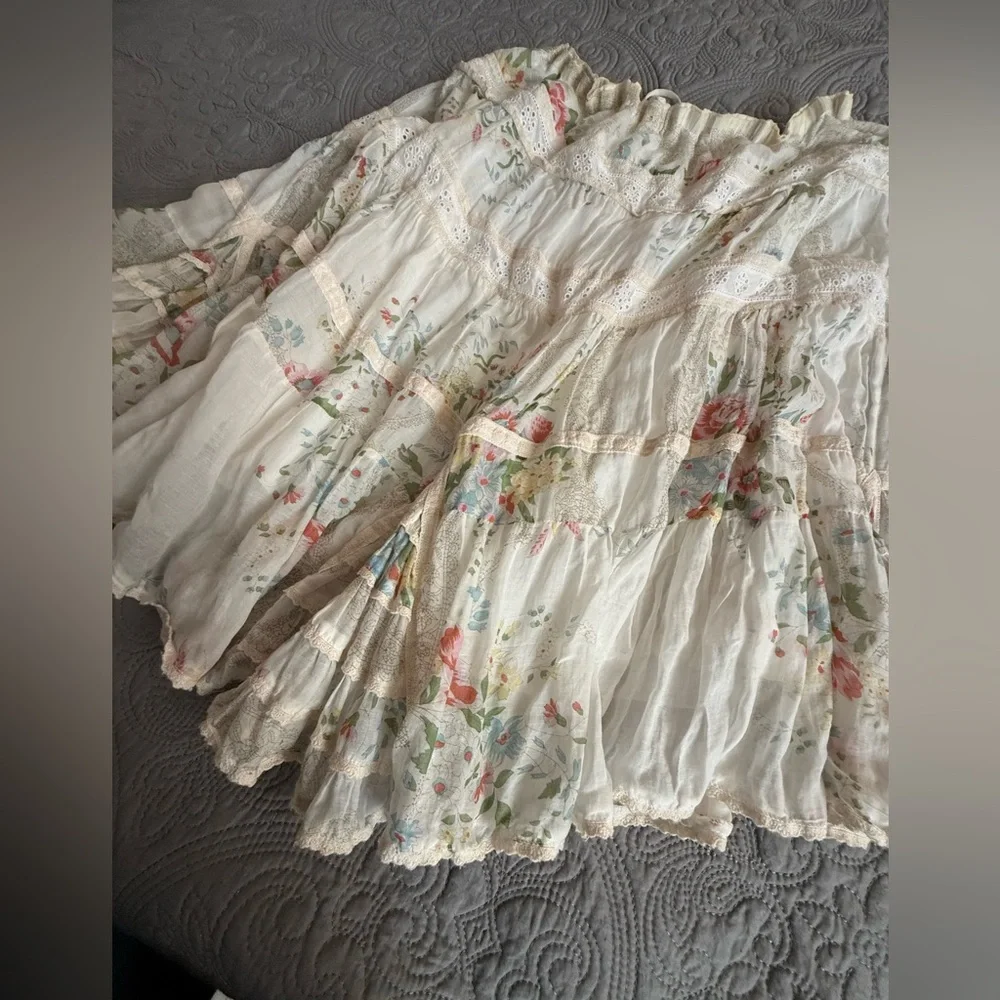 Vintage Johnny Was Floral Cream Skirt Sz M🎀 - Picture 8 of 11